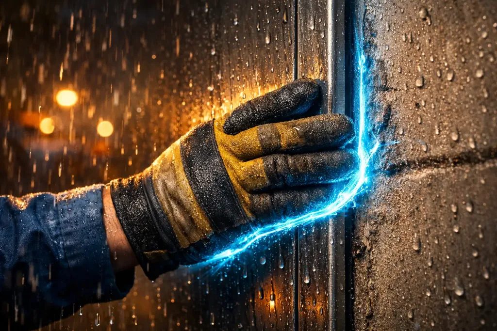 sealing fire door joint in rain